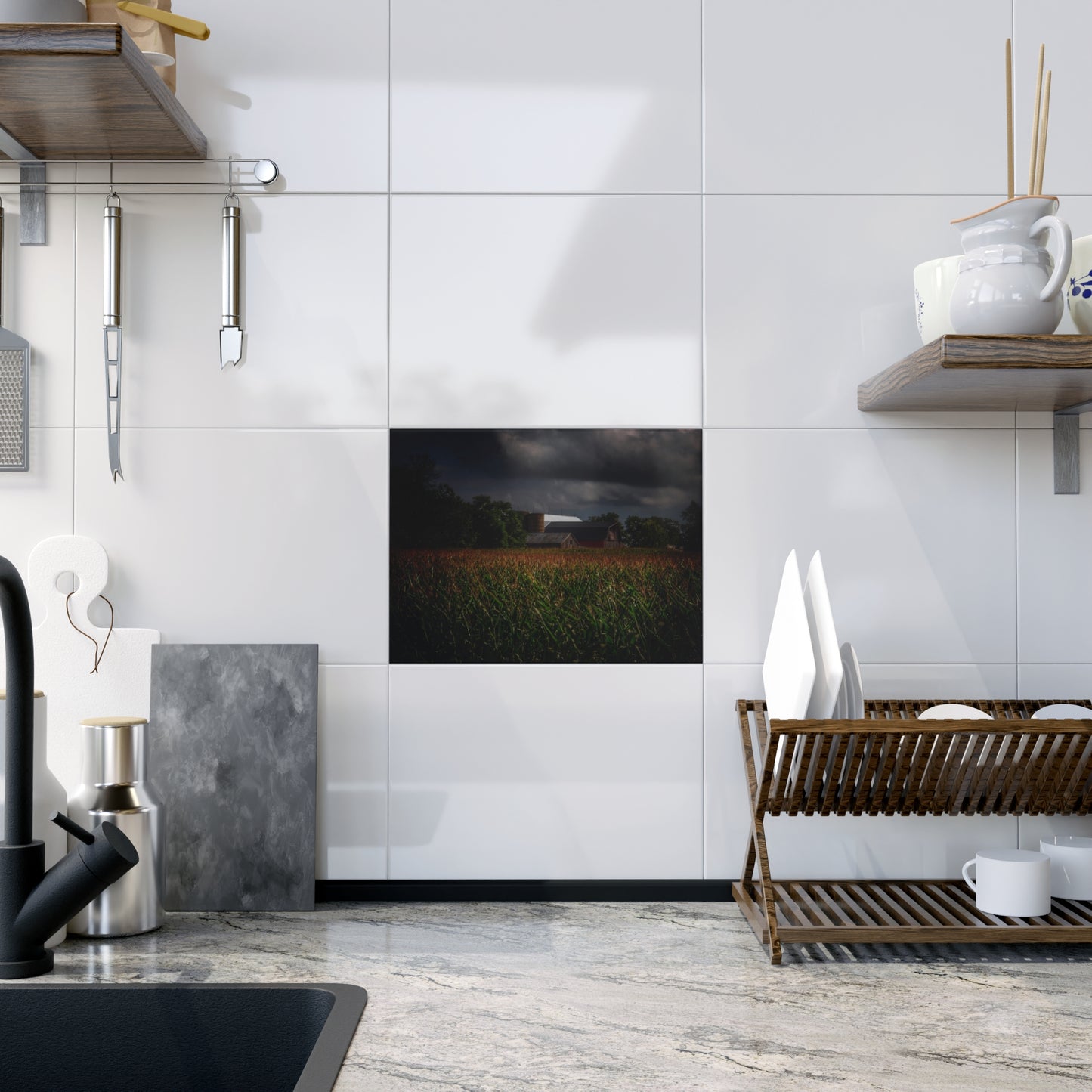 U R There Photography Bishop Road Beyond the Corn Rustic Farmhouse Decorative Ceramic Tile