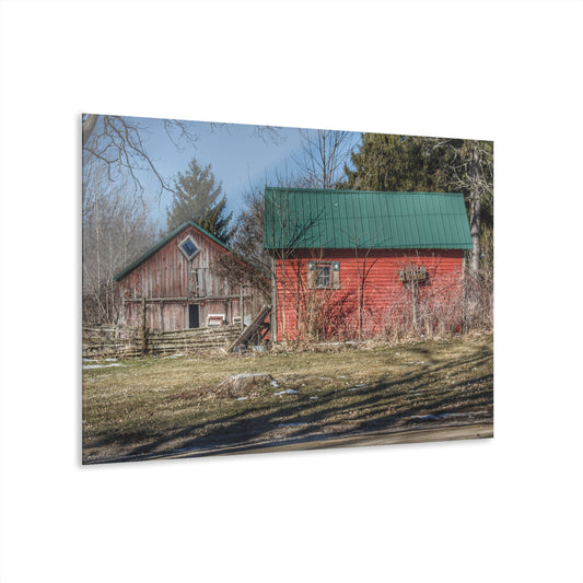 U R There Photography Roadside Reds Rustic Farmhouse Acrylic Wall Print