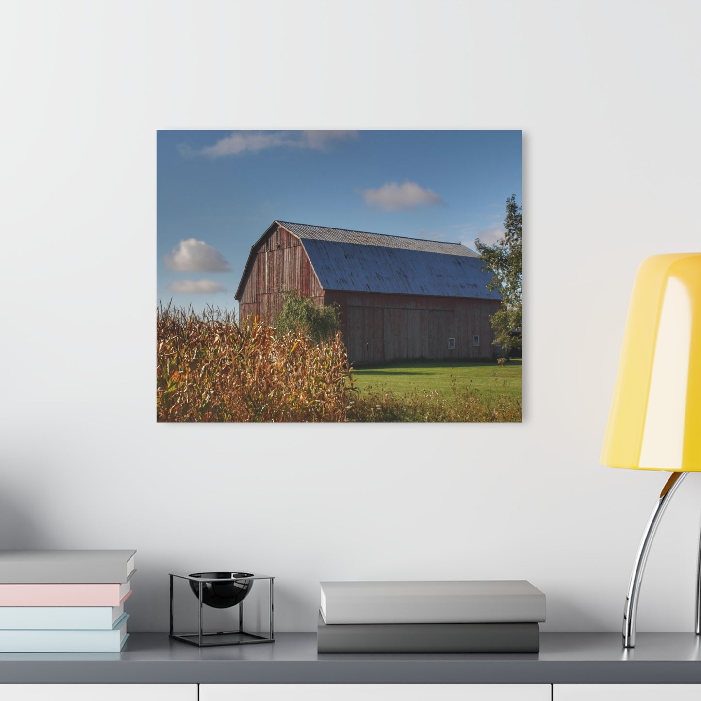 U R There Photography Croswell Fargo Road Red Rustic Farmhouse Acrylic Wall Print