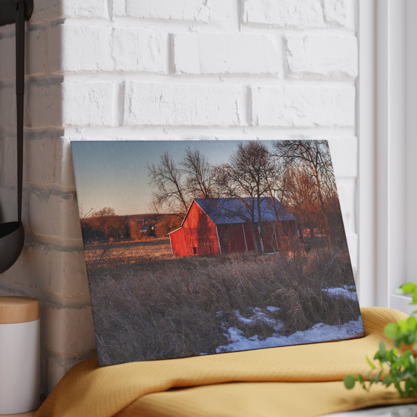 U R There Photography Early Spring on Mount Morris Road Rustic Farmhouse Tempered-Glass Cutting Board