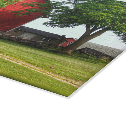 U R There Photography Summer Fieldstone Red Rustic Farmhouse Tempered-Glass Cutting Board