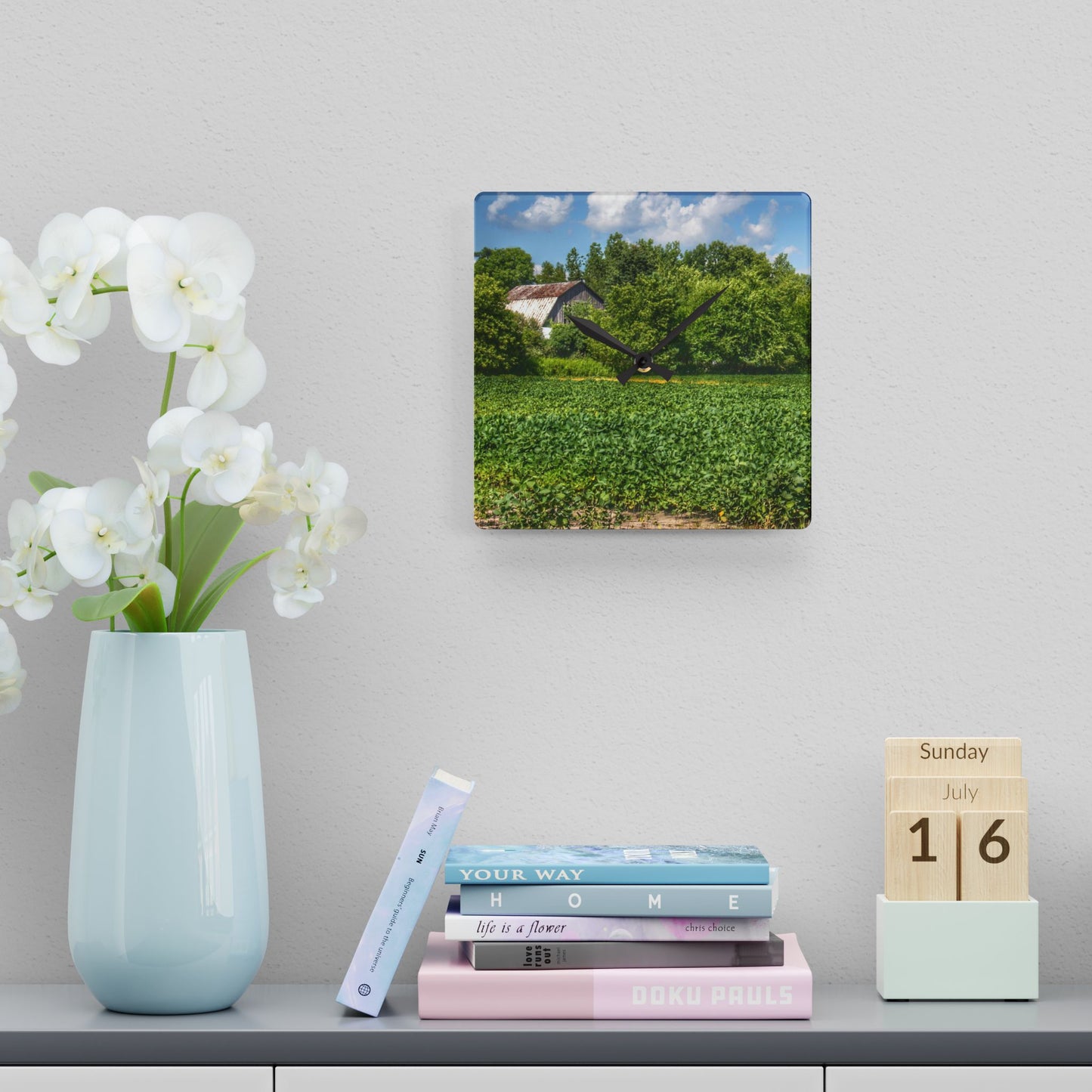 U R There Photography Canada Road Hidden Rustic Farmhouse Acrylic Analog Wall Clock