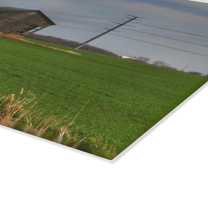 U R There Photography McAlpine Grey Rustic Farmhouse Tempered-Glass Cutting Board