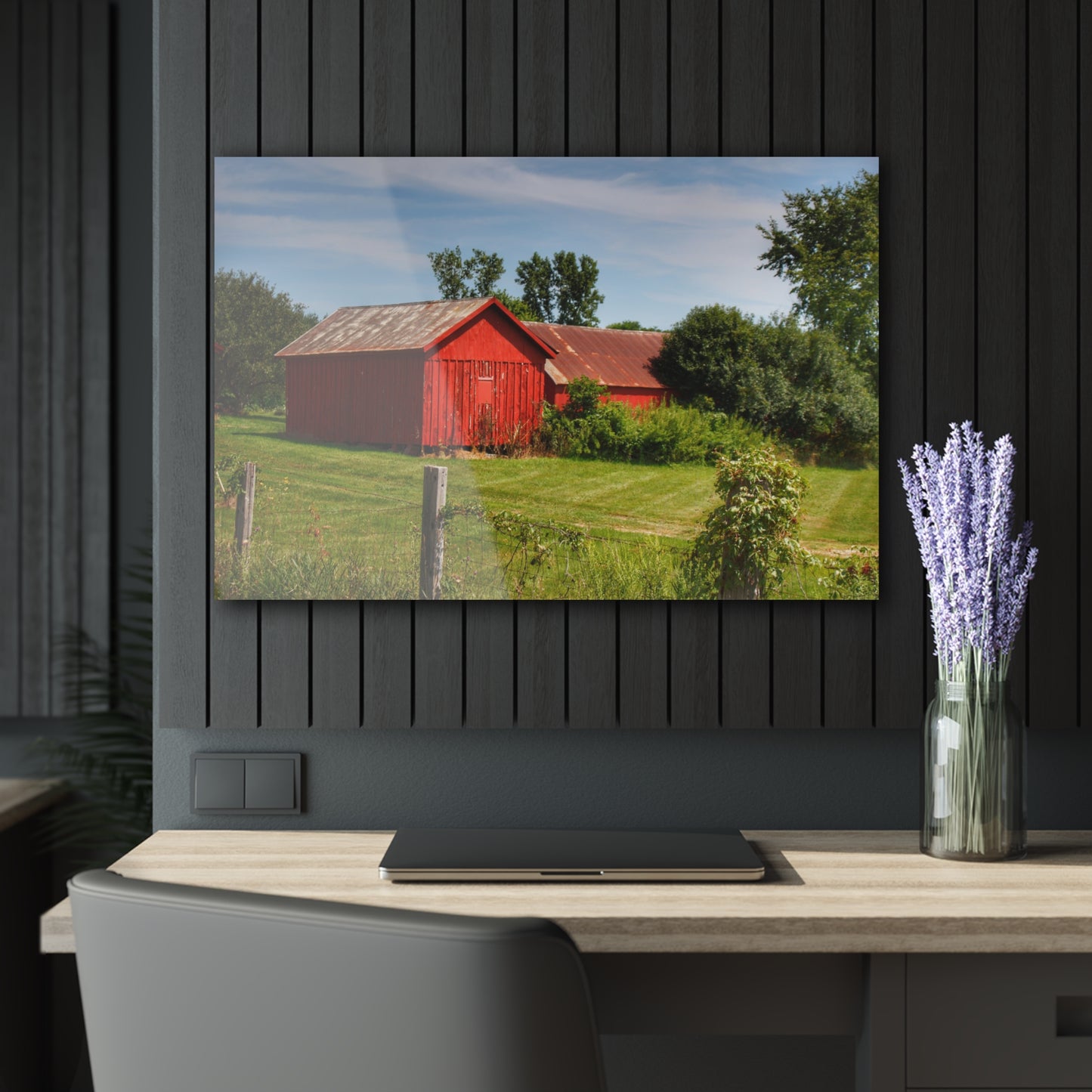 U R There Photography South Oak Road Reds II Rustic Farmhouse Acrylic Wall Print