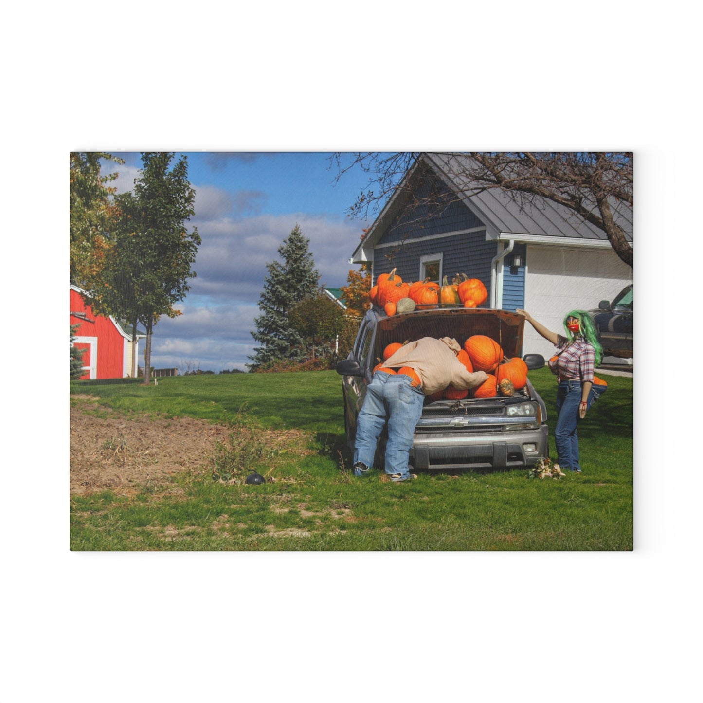 U R There Photography Lippincott Pumpkins Rustic Farmhouse Tempered-Glass Cutting Board