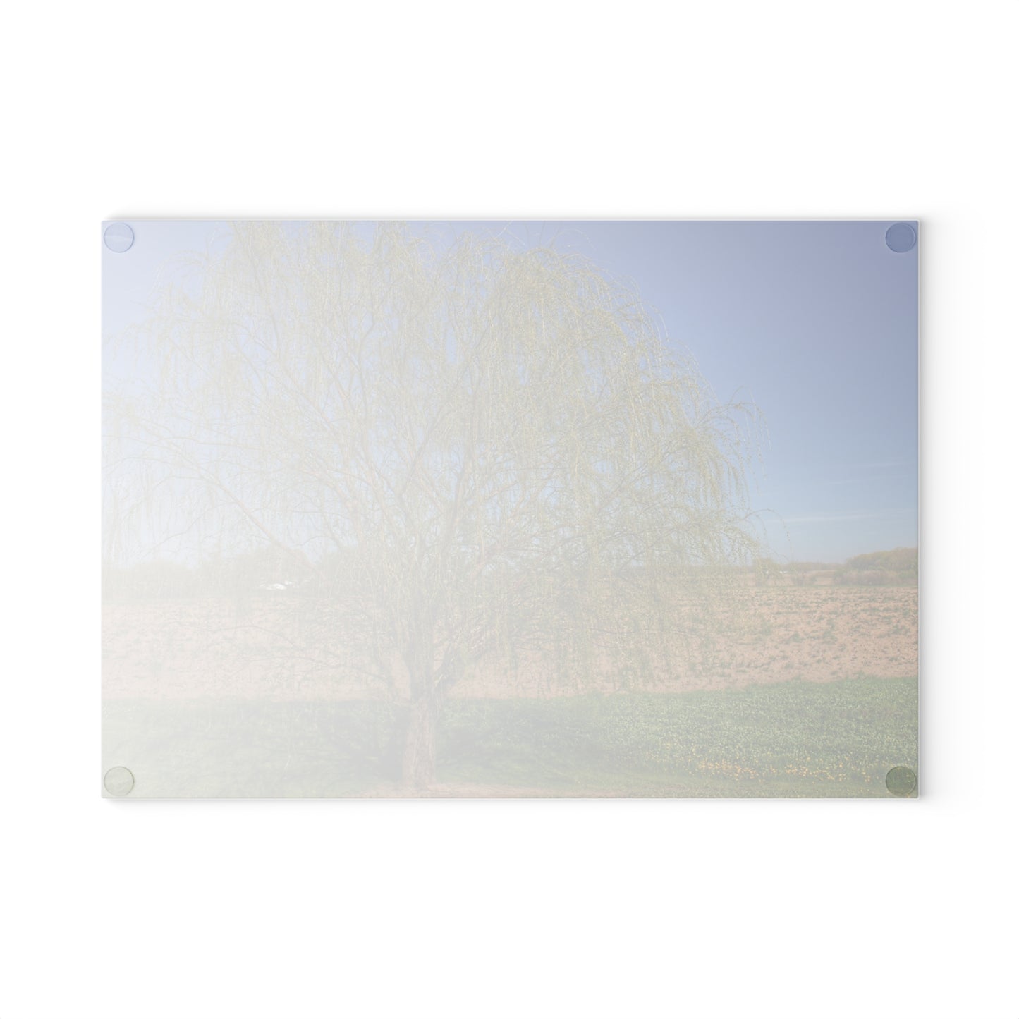 U R There Photography Spring Farm Willow Tree Rustic Farmhouse Tempered-Glass Cutting Board