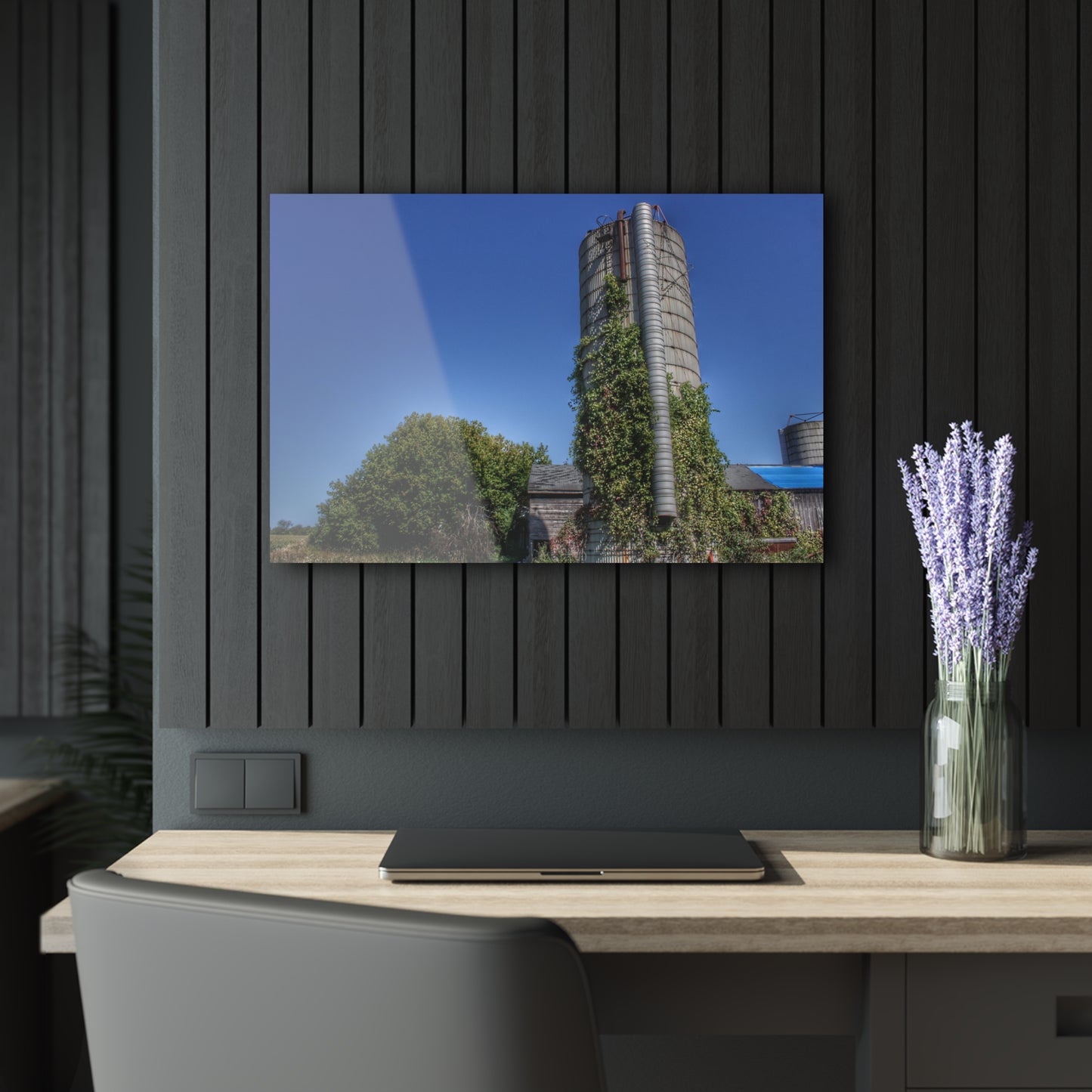 U R There Photography Bordman Road Old Grey and Silo I Rustic Farmhouse Acrylic Wall Print