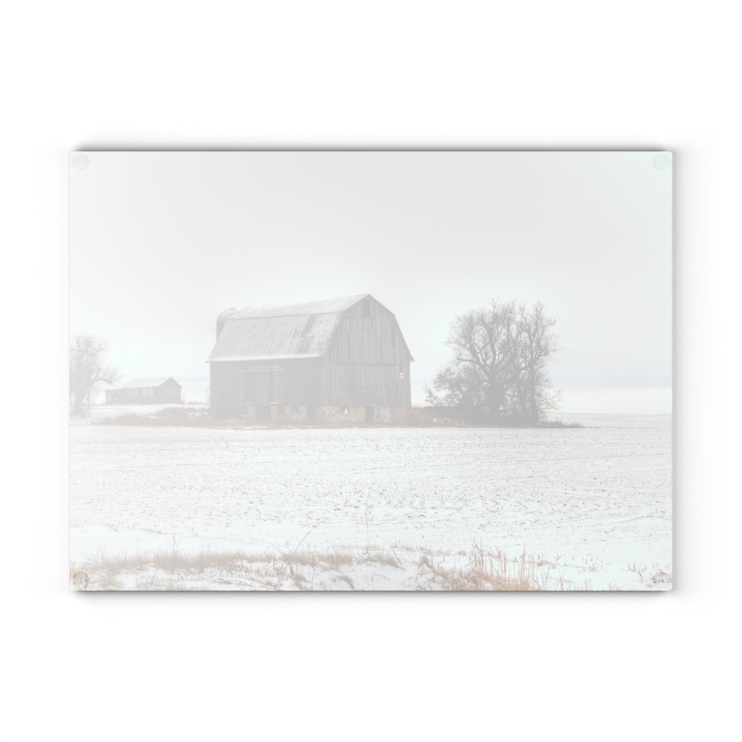 U R There Photography Frenchline Road Grey in Winter Rustic Farmhouse Tempered-Glass Cutting Board