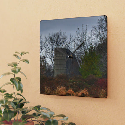 U R There Photography Freiberger Road Hidden Grey Rustic Farmhouse Acrylic Analog Wall Clock