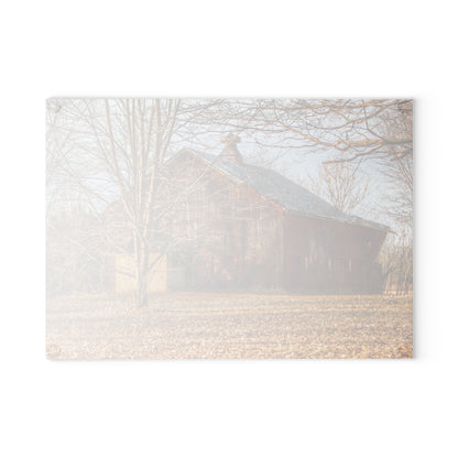 U R There Photography Millington Road Collapsing Red Rustic Farmhouse Tempered-Glass Cutting Board