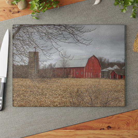 U R There Photography Barns of Arbela I Rustic Farmhouse Tempered-Glass Cutting Board