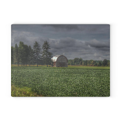 U R There Photography Belsay Grey Among the Pines Rustic Farmhouse Tempered-Glass Cutting Board