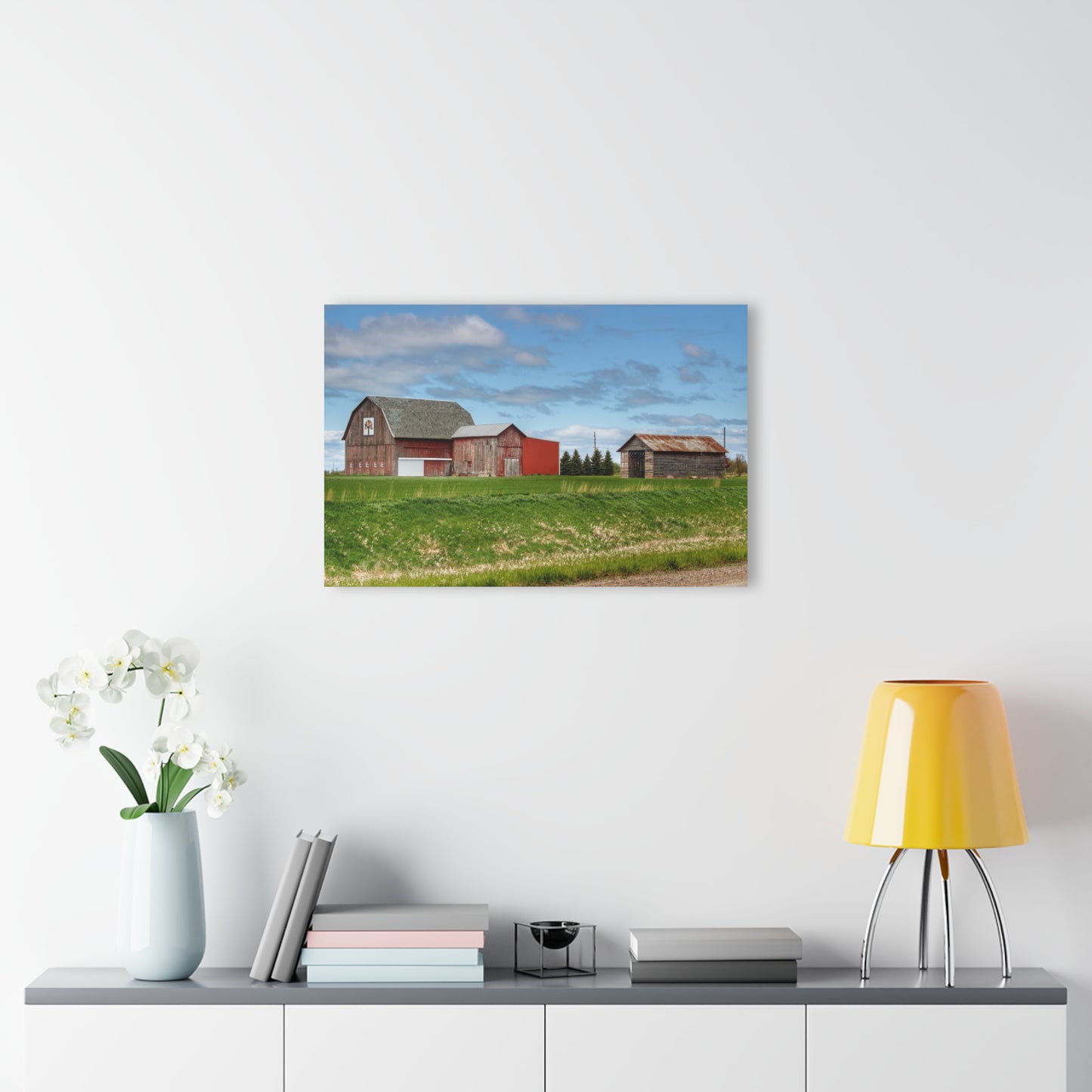 U R There Photography Unionville Reds Rustic Farmhouse Acrylic Wall Print
