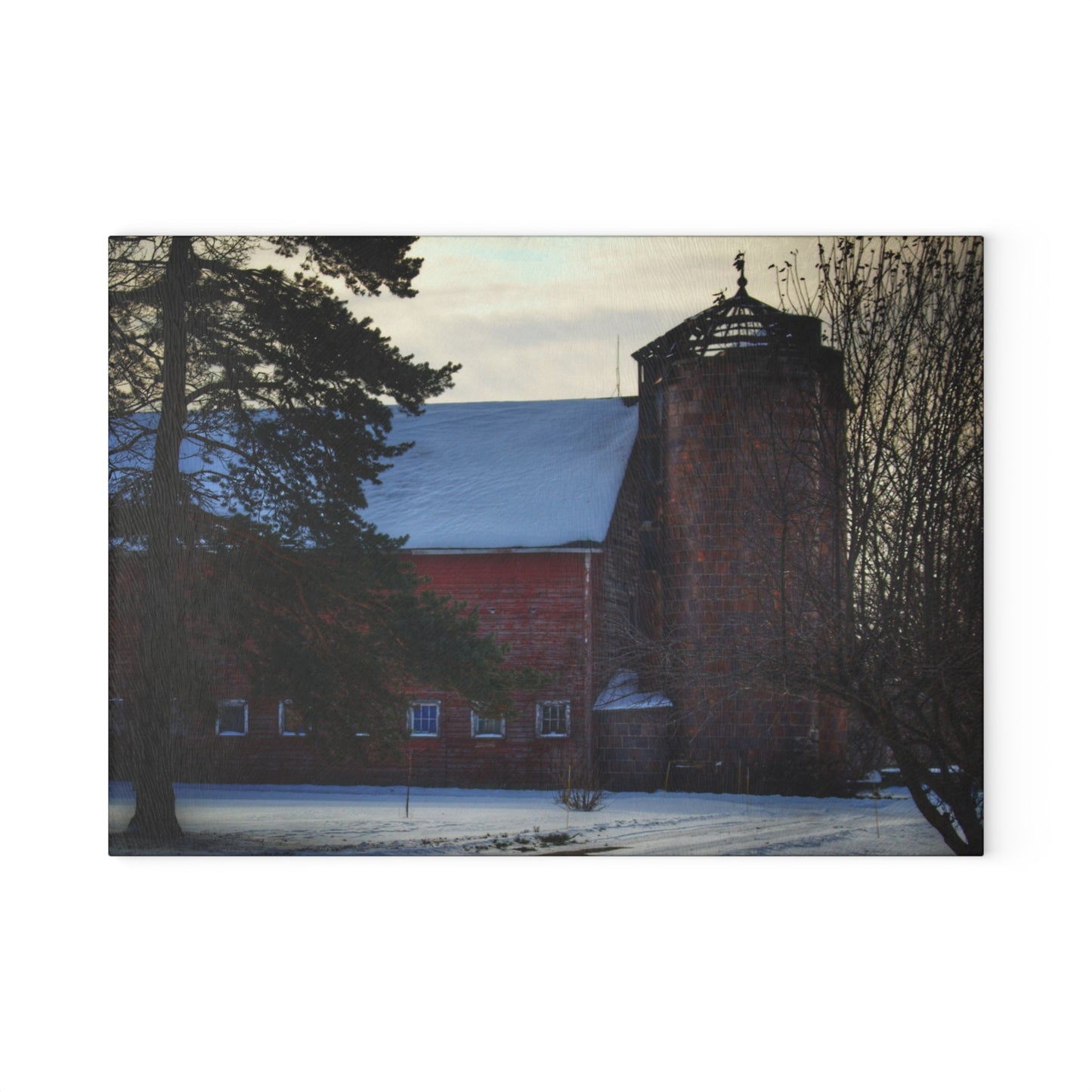 U R There Photography Ebeling Road Red Rustic Farmhouse Tempered-Glass Cutting Board