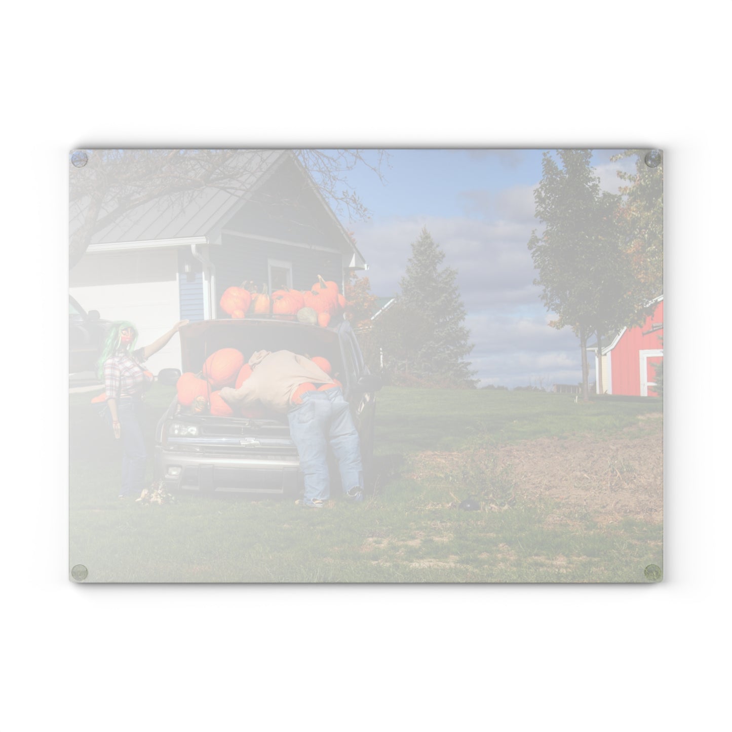 U R There Photography Lippincott Pumpkins Rustic Farmhouse Tempered-Glass Cutting Board