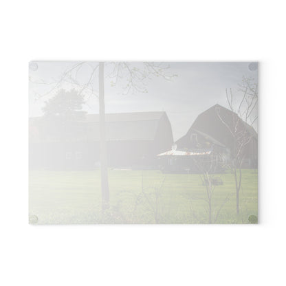 U R There Photography Bishop Road Reds I Rustic Farmhouse Tempered-Glass Cutting Board 8"x 11"