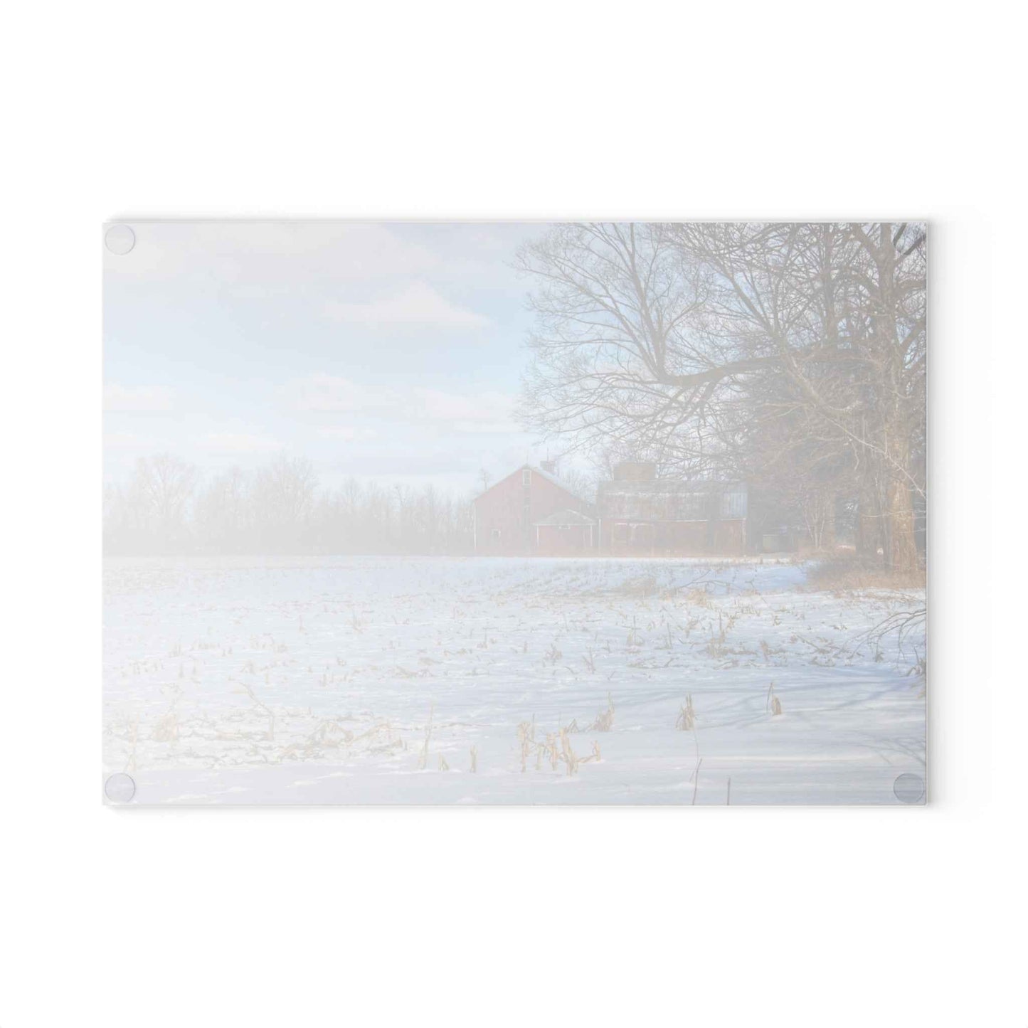 Rustic Farmhouse Cutting Board| Across Barnes Roads Frozen Corn Field