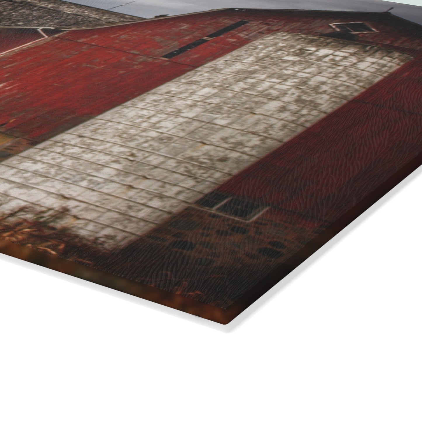 U R There Photography Hurd Corners Red II Rustic Farmhouse Tempered-Glass Cutting Board