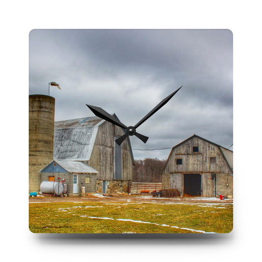 Chapman Road Greys Rustic Farmhouse Acrylic Analog Wall Clock 10.75'' × 10.75'' (Square)