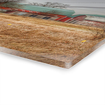 U R There Photography Mound Road Reds and Silo Rustic Farmhouse Acrylic Wall Print