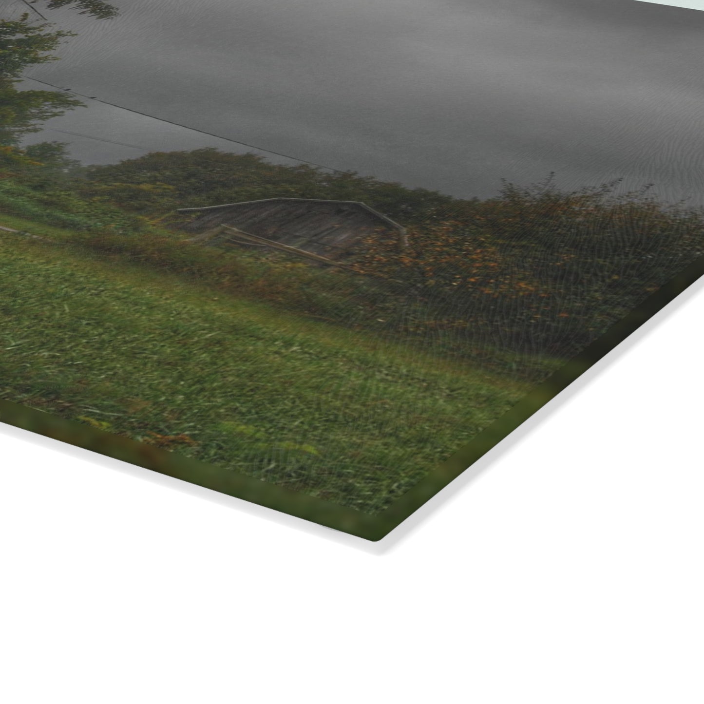 U R There Photography Columbiaville Red and Little Grey Rustic Farmhouse Tempered-Glass Cutting Board