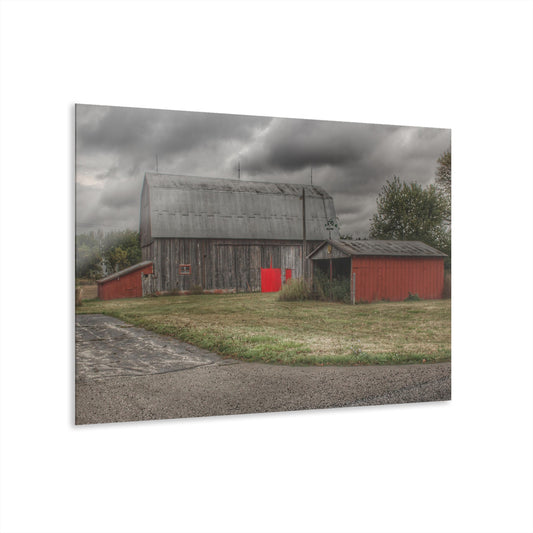 U R There Photography Wadsworth Road Grey Saltbox Rustic Farmhouse Acrylic Wall Print