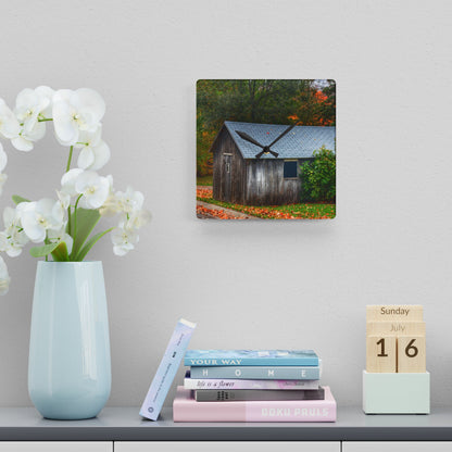 U R There Photography Grey Roadside Shack Rustic Farmhouse Acrylic Analog Wall Clock