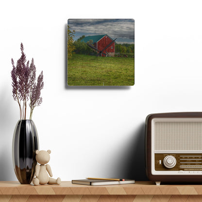 U R There Photography Kingston Plain Road Cow Barn Rustic Farmhouse Acrylic Analog Wall Clock