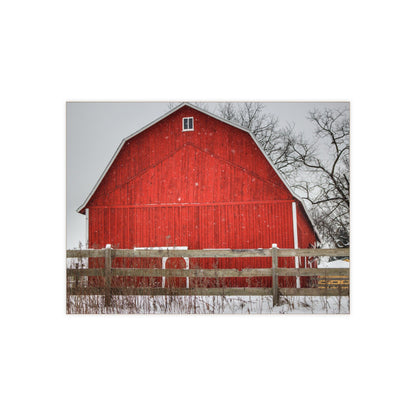 U R There Photography Big Red Beyond the Fence Rustic Farmhouse Decorative Ceramic Tile