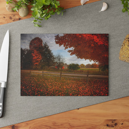 U R There Photography East Frances Road Hidden Grey II Rustic Farmhouse Tempered-Glass Cutting Board