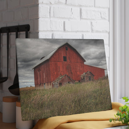 U R There Photography Horton Hilltop Red I Rustic Farmhouse Tempered-Glass Cutting Board 8" x 11" Rectangle