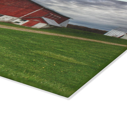 U R There Photography Fostoria Red II Rustic Farmhouse Tempered-Glass Cutting Board