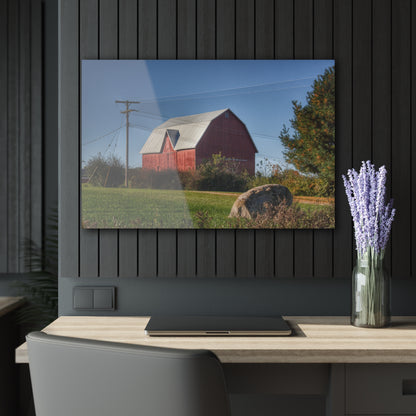 U R There Photography Hemingway Lake Road Red Rustic Farmhouse Acrylic Wall Print