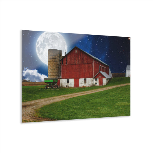 U R There Photography Fostoria Red in the Moonlight Rustic Farmhouse Acrylic Wall Print