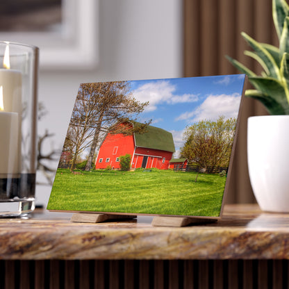 U R There Photography Barber Road Red Rustic Farmhouse Decorative Ceramic Tile 6" × 8" Glossy