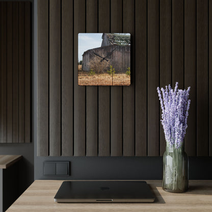U R There Photography Leix Road Forgotten Grey II Rustic Farmhouse Acrylic Analog Wall Clock