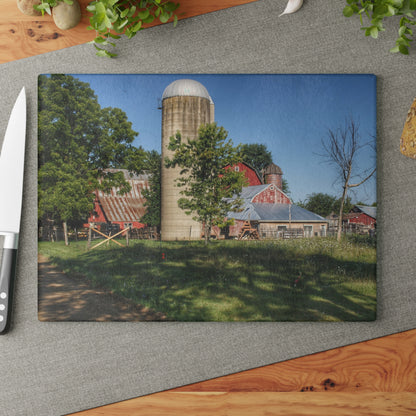 U R There Photography Tody Road Reds Rustic Farmhouse Tempered-Glass Cutting Board