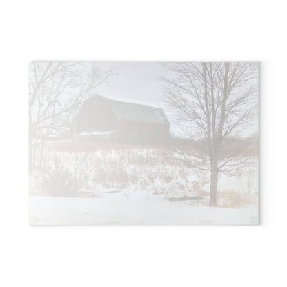 U R There Photography Hadley Red II Rustic Farmhouse Tempered-Glass Cutting Board