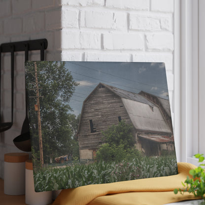 U R There Photography Murphy Lake Road Grey II Rustic Farmhouse Tempered-Glass Cutting Board