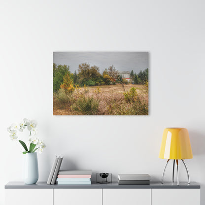 U R There Photography Hadley Road Hidden Red in Fall Rustic Farmhouse Acrylic Wall Print