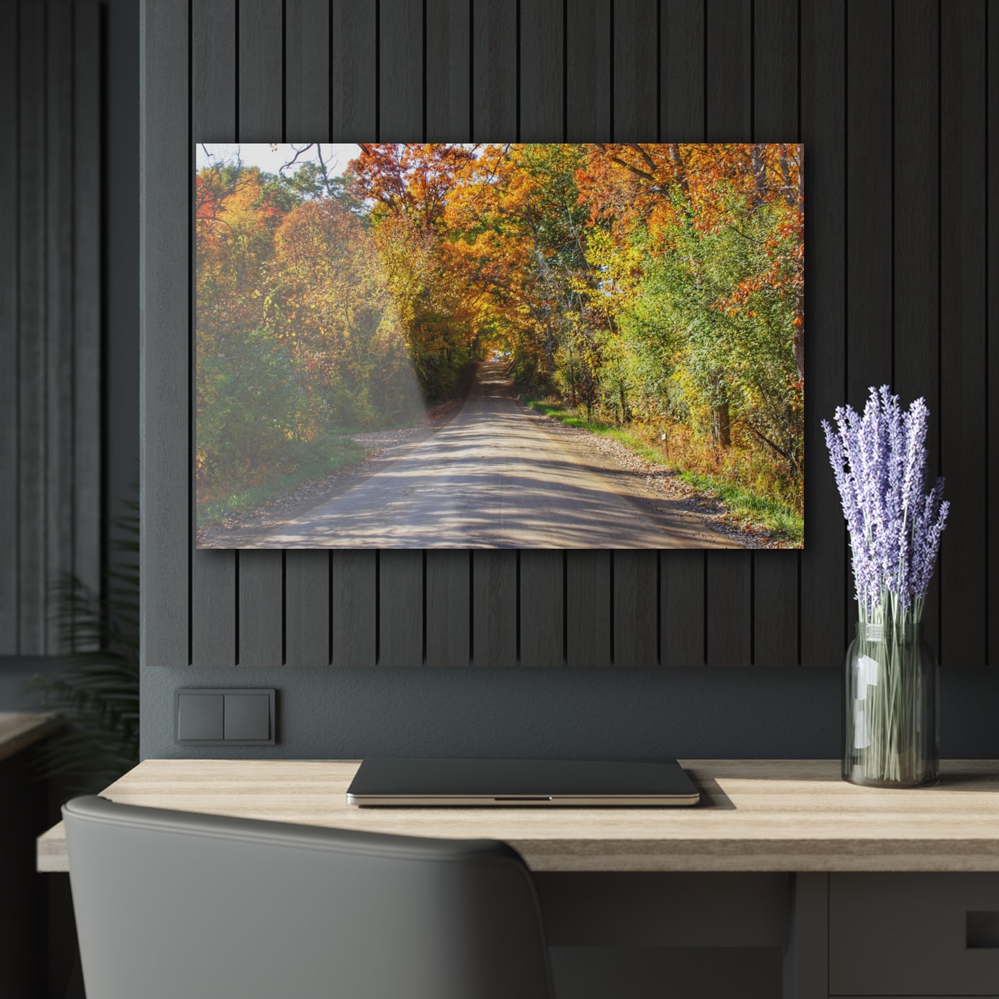 U R There Photography Harson Road in Fall II Rustic Farmhouse Acrylic Wall Print
