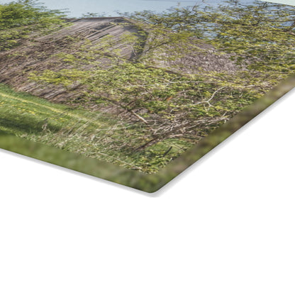 U R There Photography Bishop Road Grey II Rustic Farmhouse Tempered-Glass Cutting Board
