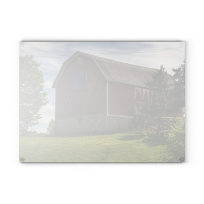 U R There Photography Mertz Road Quilted Red Rustic Farmhouse Tempered-Glass Cutting Board
