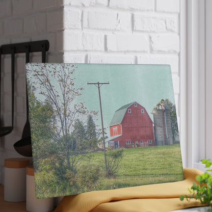 U R There Photography Stewart Road Red I Rustic Farmhouse Tempered-Glass Cutting Board