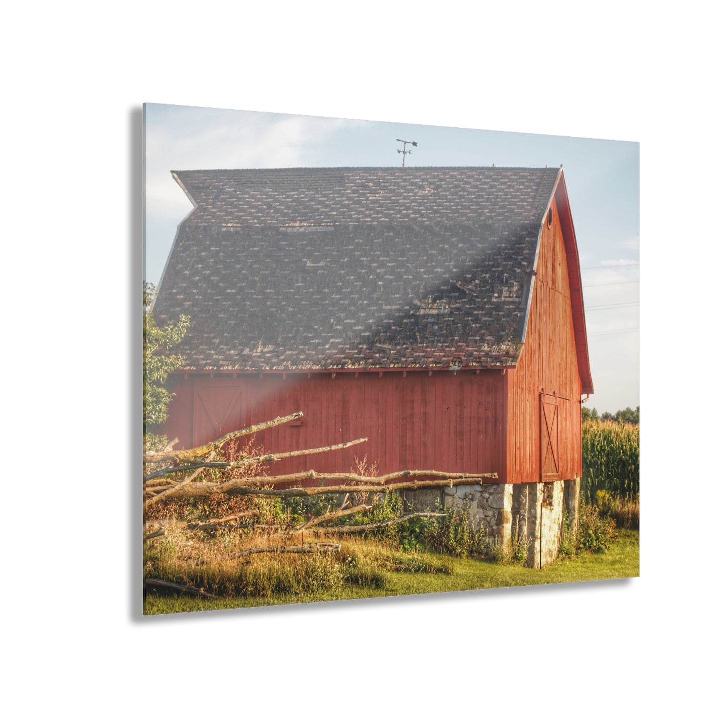 U R There Photography Otter Lake Road Red II Rustic Farmhouse Acrylic Wall Print