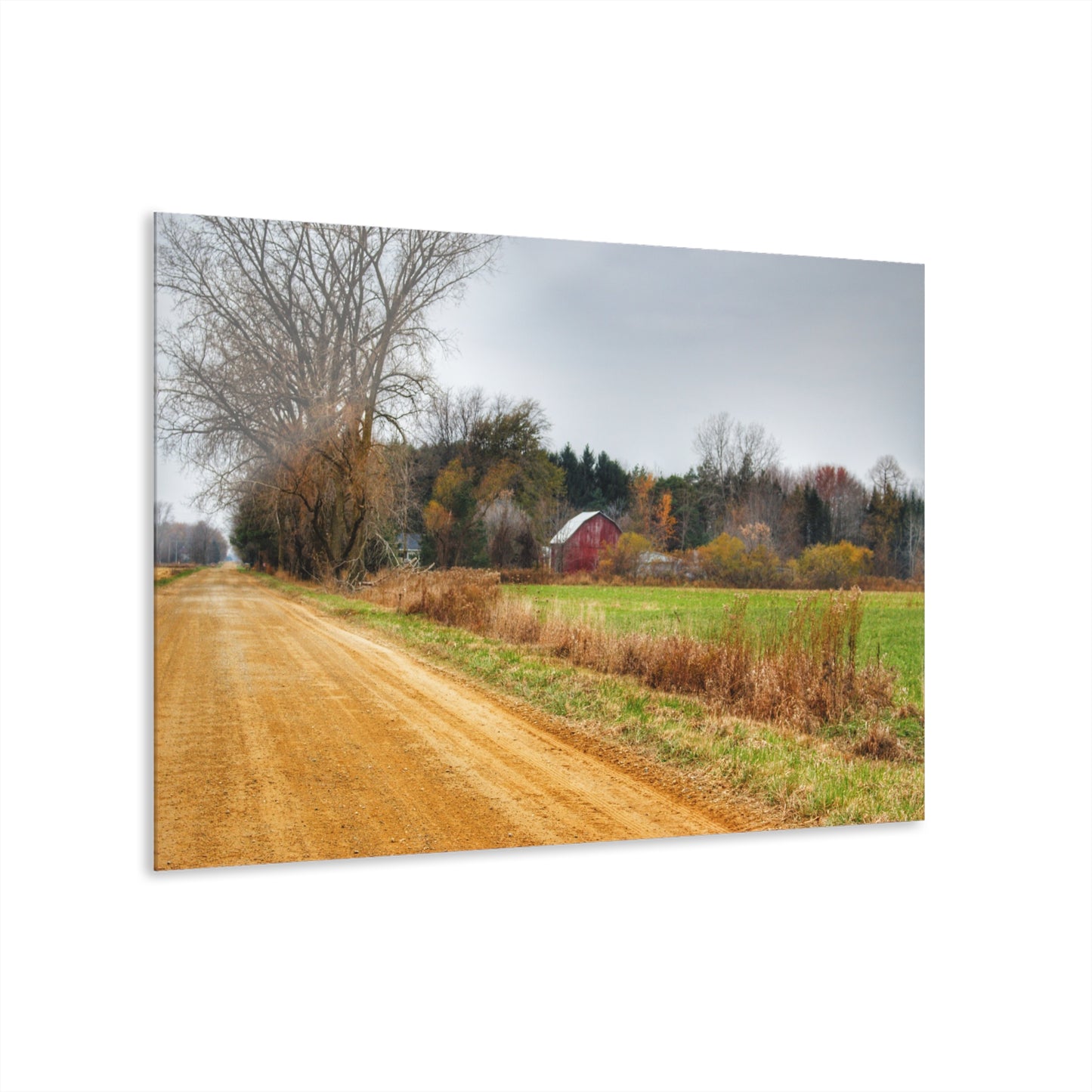 U R There Photography Stone Road Red Rustic Farmhouse Acrylic Wall Print