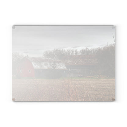 U R There Photography South Summers Road Rusted Grey and Little Red Rustic Farmhouse Tempered-Glass Cutting Board