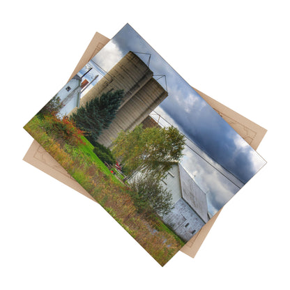 U R There Photography Baldwin White and Silos Rustic Farmhouse Decorative Ceramic Tile 6" × 8" Glossy