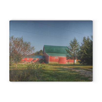 U R There Photography Modern Red II Rustic Farmhouse Tempered-Glass Cutting Board