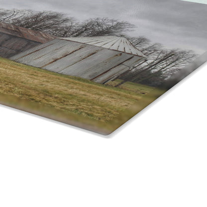 U R There Photography Hough Road Green Quonset I Rustic Farmhouse Tempered-Glass Cutting Board